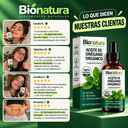 ACEITE DE ORÉGANO ORGÁNICO EN GOTAS| BIENESTAR DIGESTIVO | Bionatura®